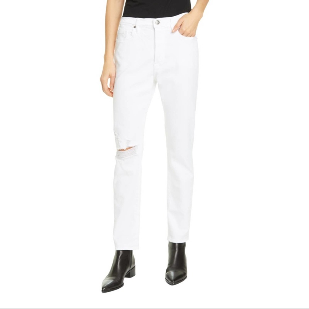 Frame Denim White Boyfriend Jeans